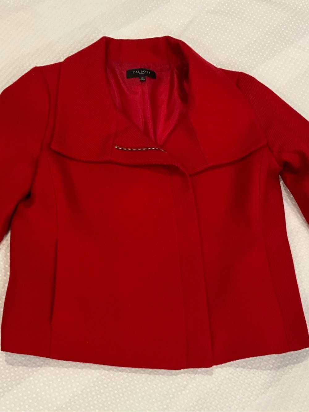 Talbots Red Cropped Wool-Blend Jacket